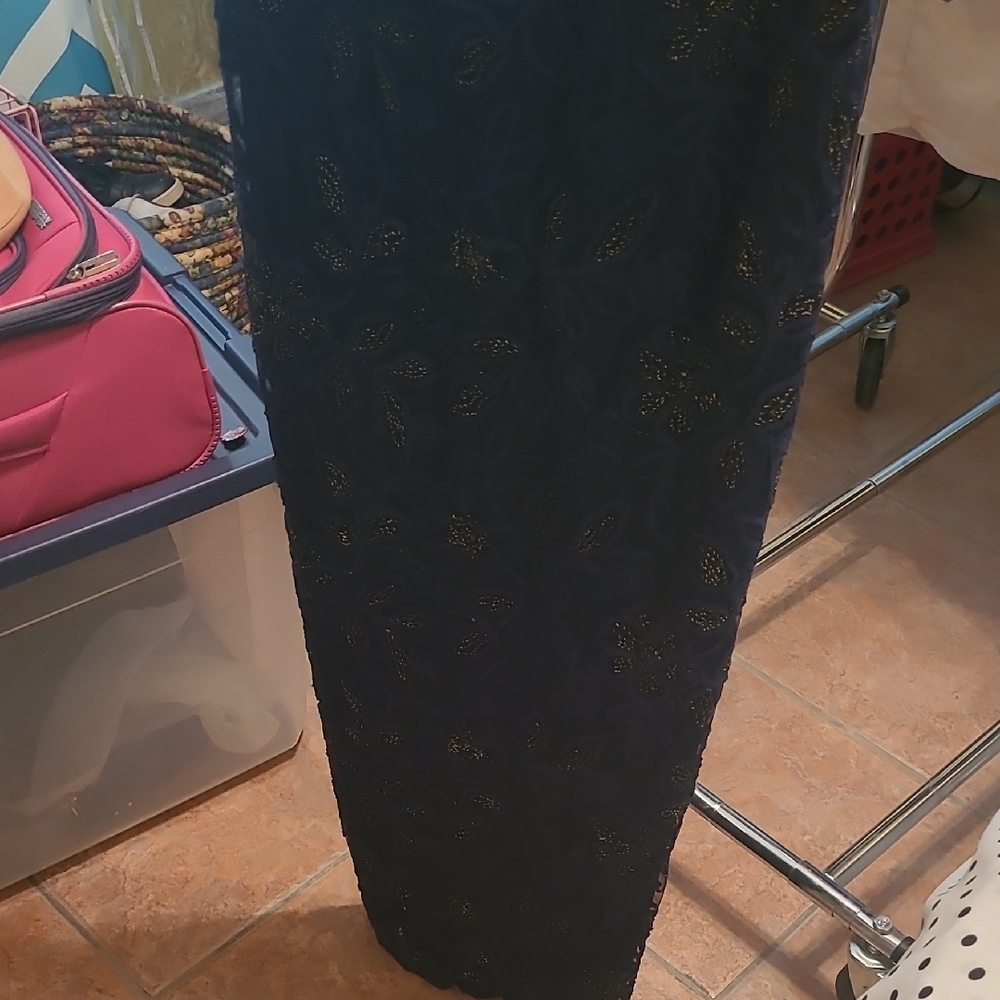 JS Collections Navy and Gold Long Sleeve Dress - Picture 2 of 8